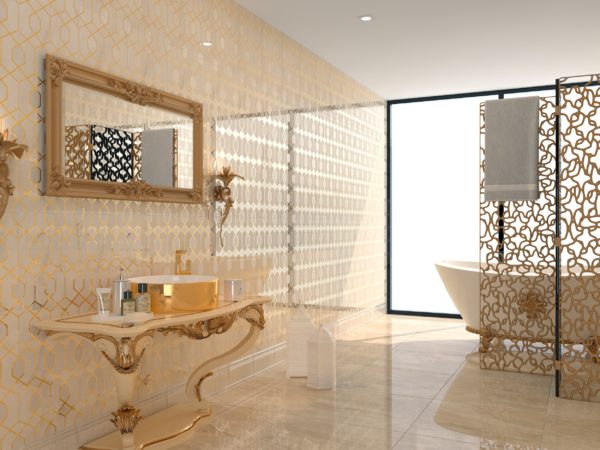 lavabo white and gold